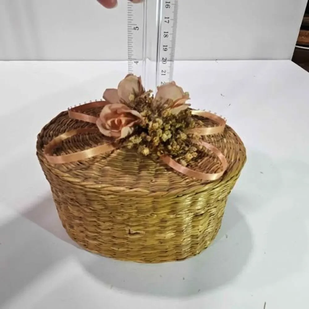 Small little Woven basket with floral decor